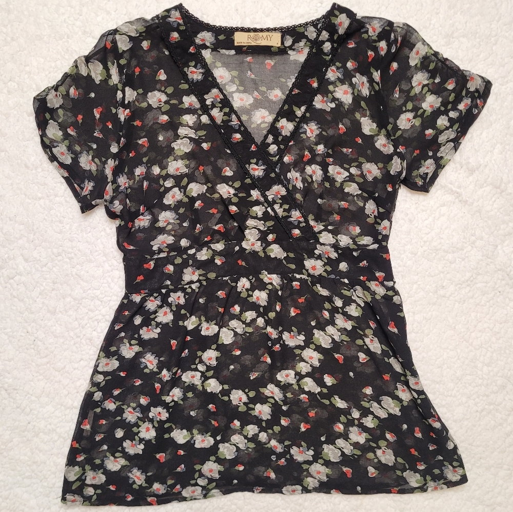 Romy | Sheer Floral Blouse